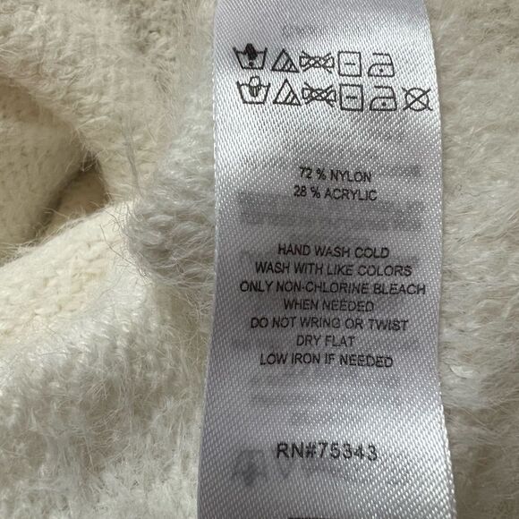 Cream Soft Wrinkle Look Oversized Short Long Sleeve Pullover Sweater M - Picture 7 of 8